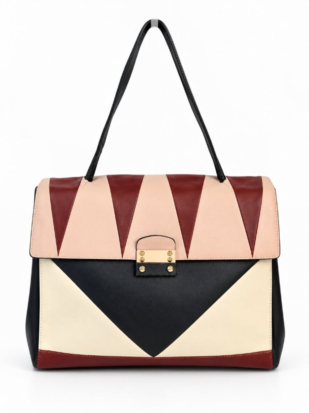 Valentino Garavani Leather Colorblock Shoulder Bag w/ Strap Dust Bag - Picture 1 of 13